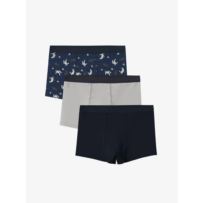 LCW Kids Lacivert Baskılı Erkek Çocuk Boxer 3lü