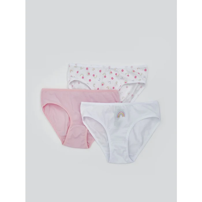 LCW Kids Beyaz Baskılı Kız Çocuk Külot 3lü