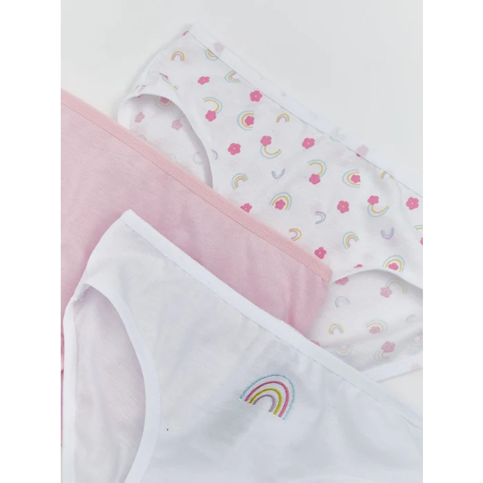 LCW Kids Beyaz Baskılı Kız Çocuk Külot 3lü
