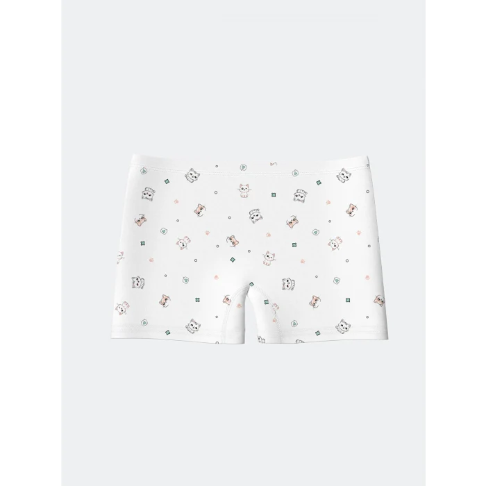 LCW Kids Beyaz Kedi Baskılı Kız Çocuk Boxer 3lü