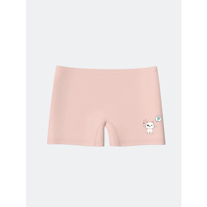 LCW Kids Beyaz Kedi Baskılı Kız Çocuk Boxer 3lü