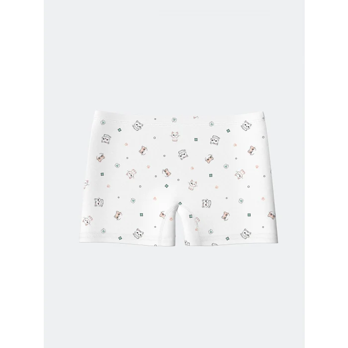 LCW Kids Beyaz Kedi Baskılı Kız Çocuk Boxer 3lü