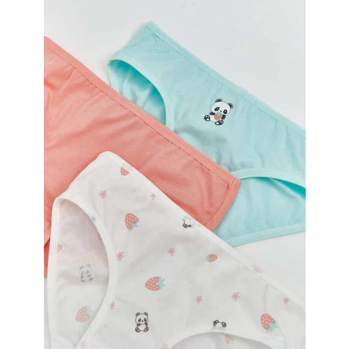 LCW Kids Mavi Baskılı Kız Çocuk Külot 3lü