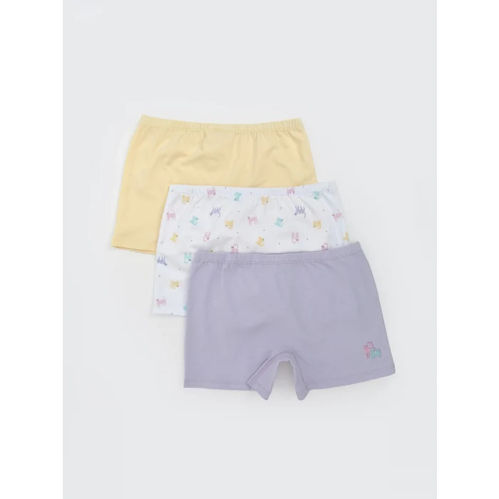 LCW Kids Beyaz Baskılı Kız Çocuk Boxer 3lü