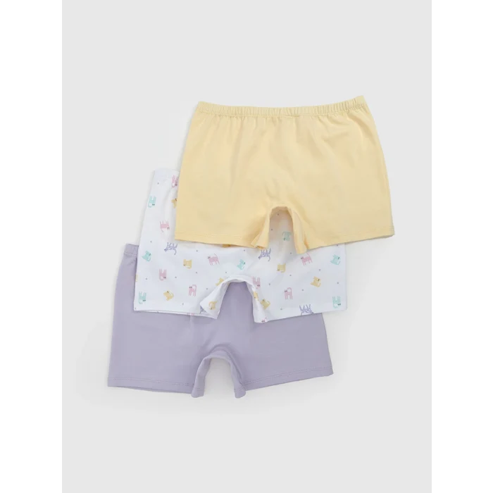 LCW Kids Beyaz Baskılı Kız Çocuk Boxer 3lü