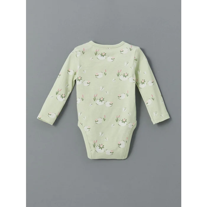 LCW baby Ekru Baskılı Kız Bebek Çıtçıtlı Bodysuit 2li
