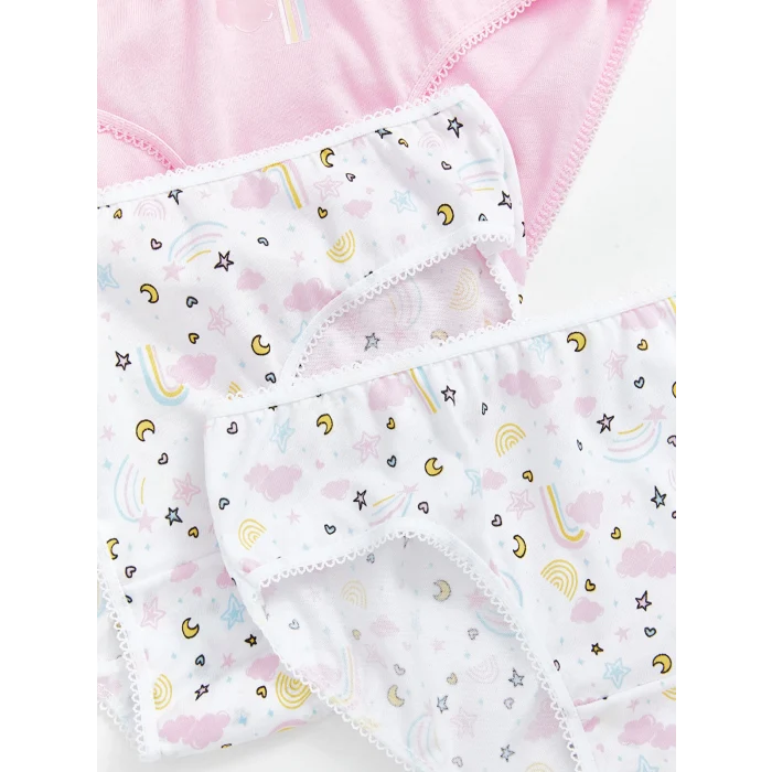 LCW Kids Beyaz Baskılı Kız Çocuk Külot 3lü