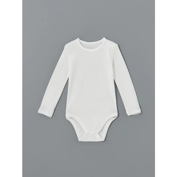 LCW baby Ekru Bisiklet Yaka Uzun Kollu Kız Bebek Çıtçıtlı Bodysuit 2li