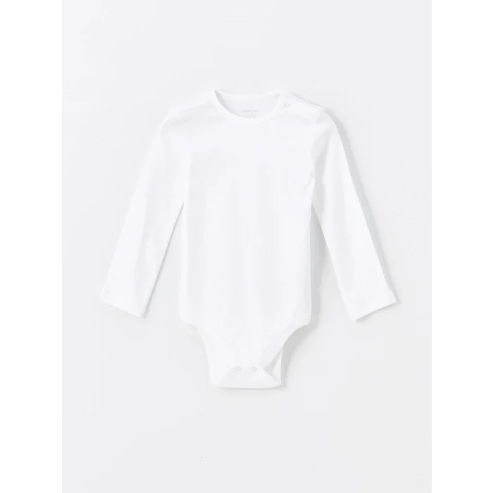 LCW baby Ekru Bisiklet Yaka Uzun Kollu Kız Bebek Çıtçıtlı Bodysuit 2li