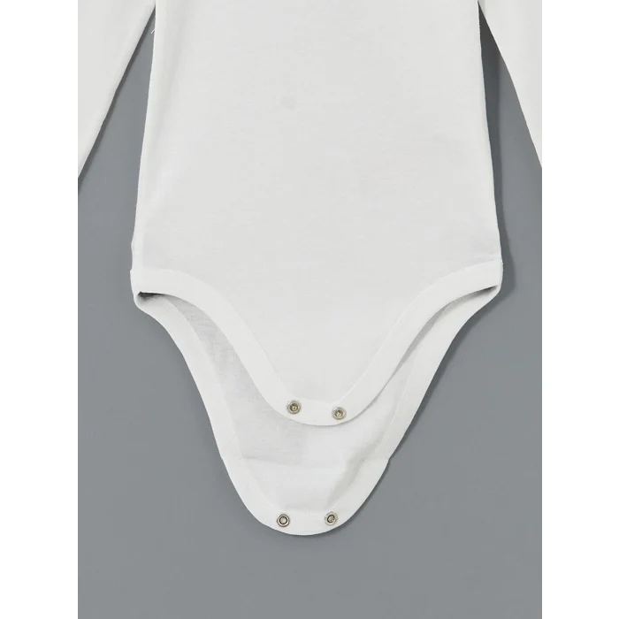 LCW baby Ekru Bisiklet Yaka Uzun Kollu Kız Bebek Çıtçıtlı Bodysuit 2li