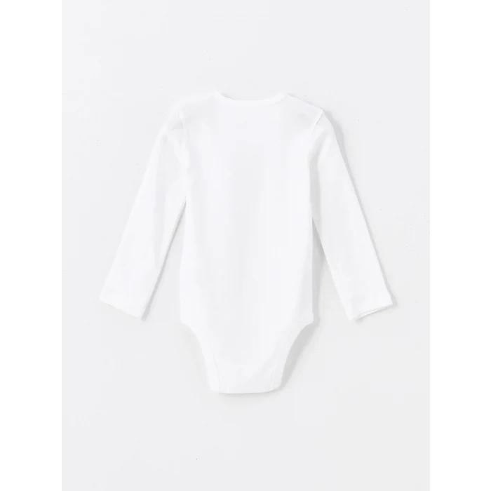 LCW baby Ekru Bisiklet Yaka Uzun Kollu Kız Bebek Çıtçıtlı Bodysuit 2li