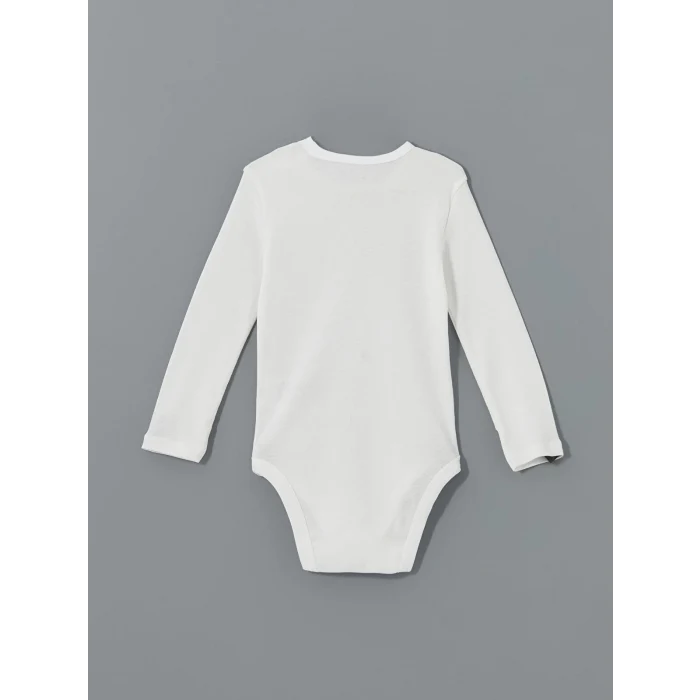 LCW baby Ekru Bisiklet Yaka Uzun Kollu Kız Bebek Çıtçıtlı Bodysuit 2li