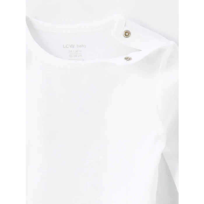 LCW baby Ekru Bisiklet Yaka Uzun Kollu Kız Bebek Çıtçıtlı Bodysuit 2li