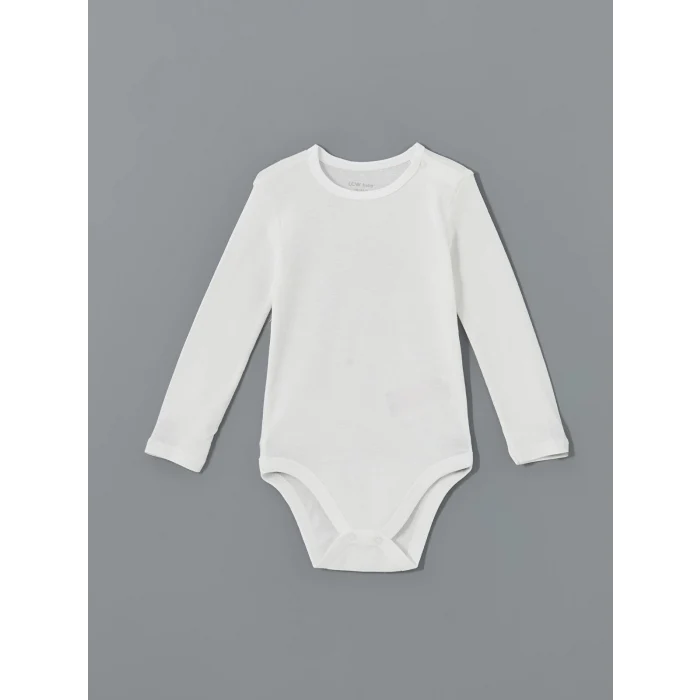 LCW baby Ekru Bisiklet Yaka Uzun Kollu Kız Bebek Çıtçıtlı Bodysuit 2li