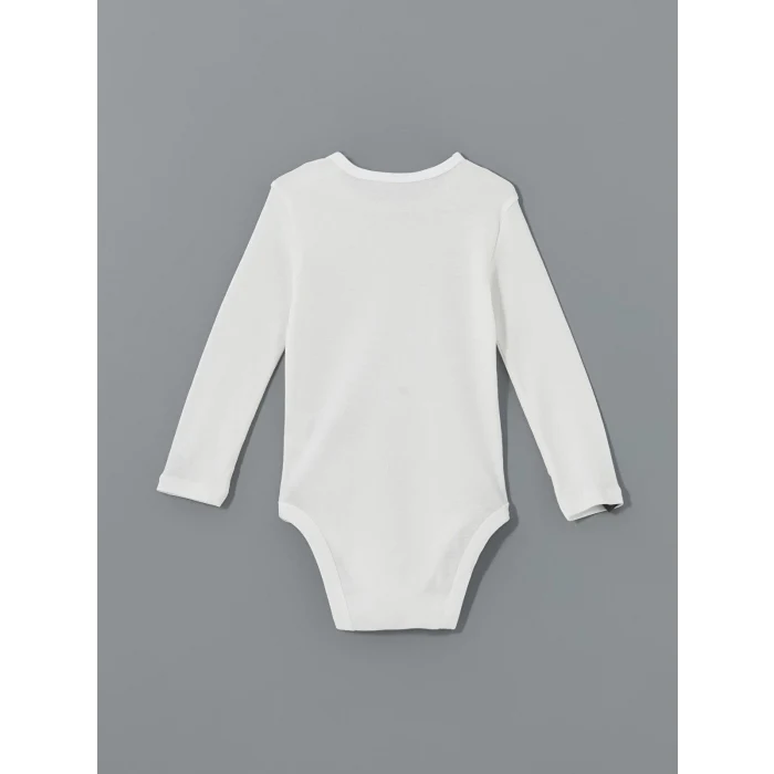 LCW baby Ekru Bisiklet Yaka Uzun Kollu Kız Bebek Çıtçıtlı Bodysuit 2li