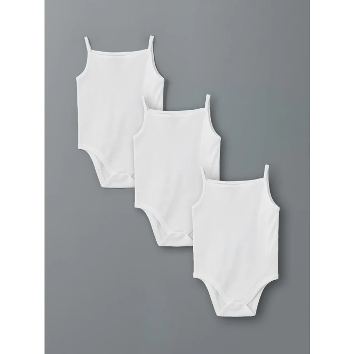 LCW baby Ekru Organik Kumaş Kız Bebek Çıtçıtlı Bodysuit 3lü