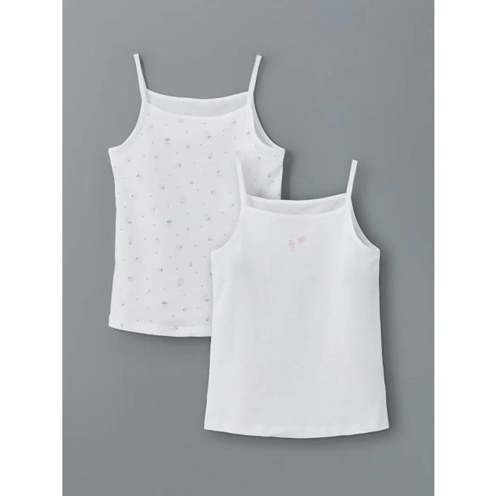 LCW Kids Beyaz Kare Yaka Kız Çocuk Atlet 2li