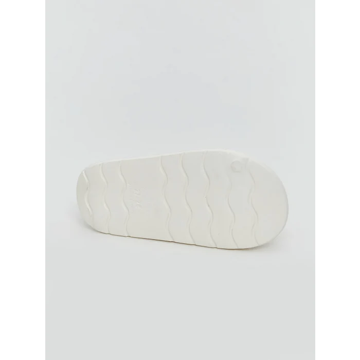 LCW STEPS Beyaz Tek Bantlı Baskılı Kız Çocuk Terlik