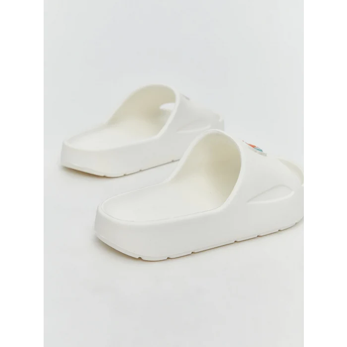 LCW STEPS Beyaz Tek Bantlı Baskılı Kız Çocuk Terlik