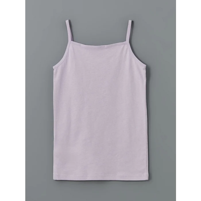 LCW Kids Ekru Kare Yaka Çiçekli Kız Çocuk Atlet 2li