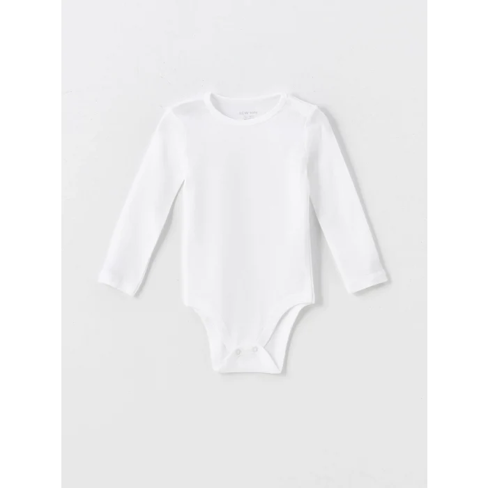 LCW baby Ekru Bisiklet Yaka Uzun Kollu Kız Bebek Çıtçıtlı Bodysuit 2li