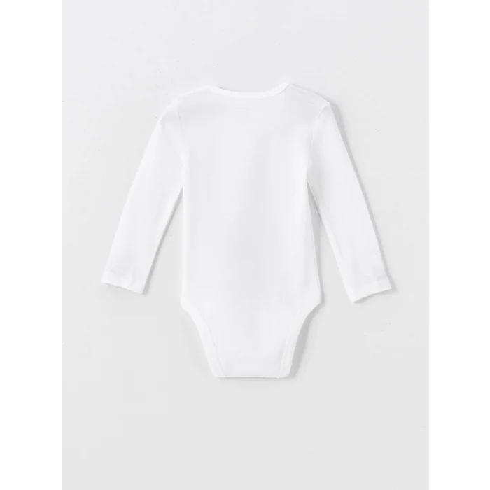 LCW baby Ekru Bisiklet Yaka Uzun Kollu Kız Bebek Çıtçıtlı Bodysuit 2li