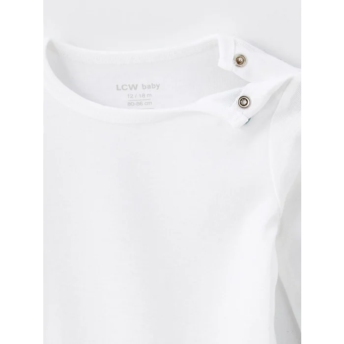 LCW baby Ekru Bisiklet Yaka Uzun Kollu Kız Bebek Çıtçıtlı Bodysuit 2li