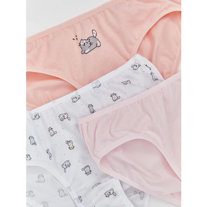 LCW Kids Pembe Baskılı Kız Çocuk Külot 3lü