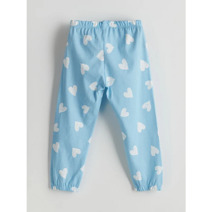 LCW Kids Mavi Kalp Baskılı Kız Çocuk Pijama Takım