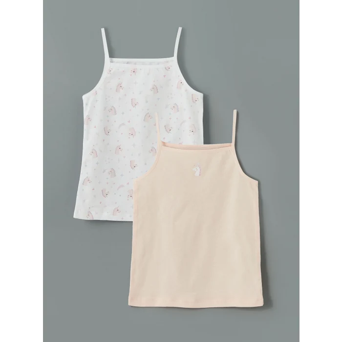 LCW Kids Pembe Kare Yaka Kız Çocuk Atlet 2li