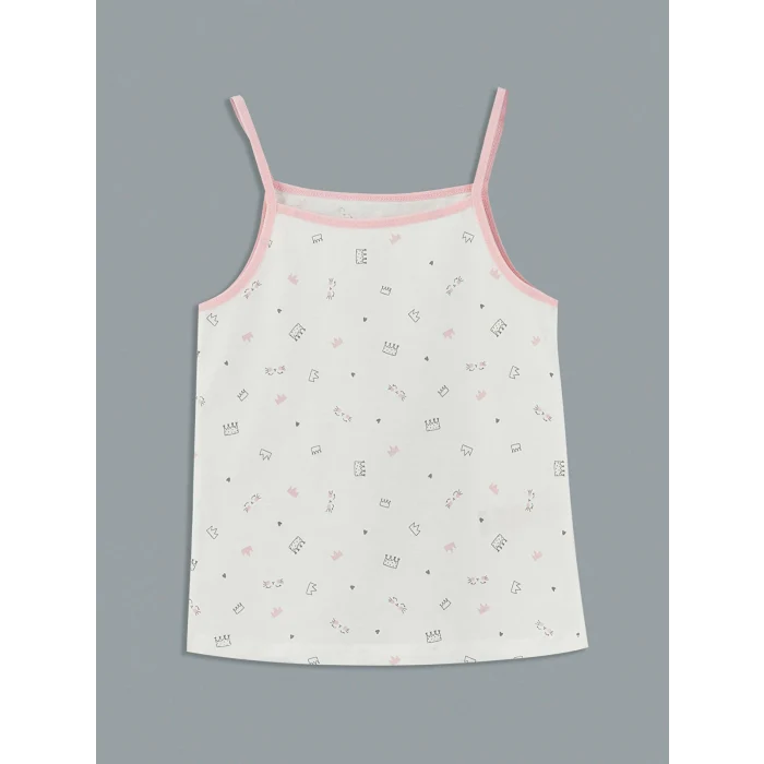 LCW Kids Ekru Kare Yaka Kız Çocuk Atlet 2li