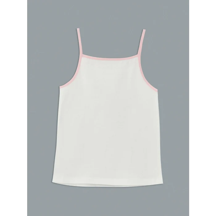 LCW Kids Ekru Kare Yaka Kız Çocuk Atlet 2li