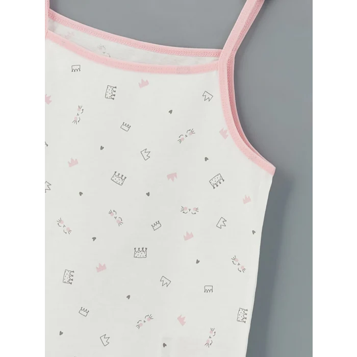 LCW Kids Ekru Kare Yaka Kız Çocuk Atlet 2li