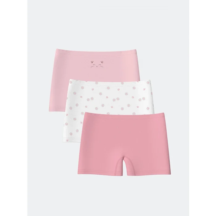 LCW Kids Pembe Baskılı Kız Çocuk Boxer 3lü