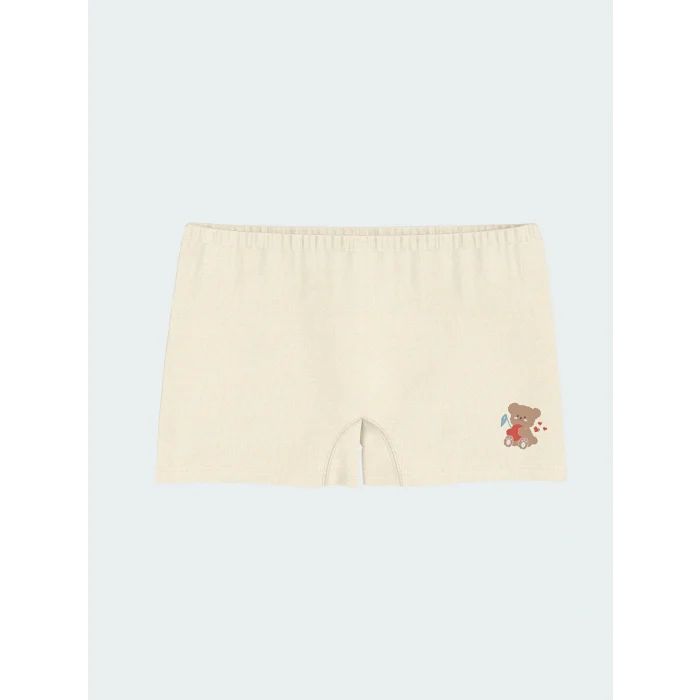 LCW Kids Ekru Ayı Teddy Baskılı Kız Çocuk Boxer 3lü