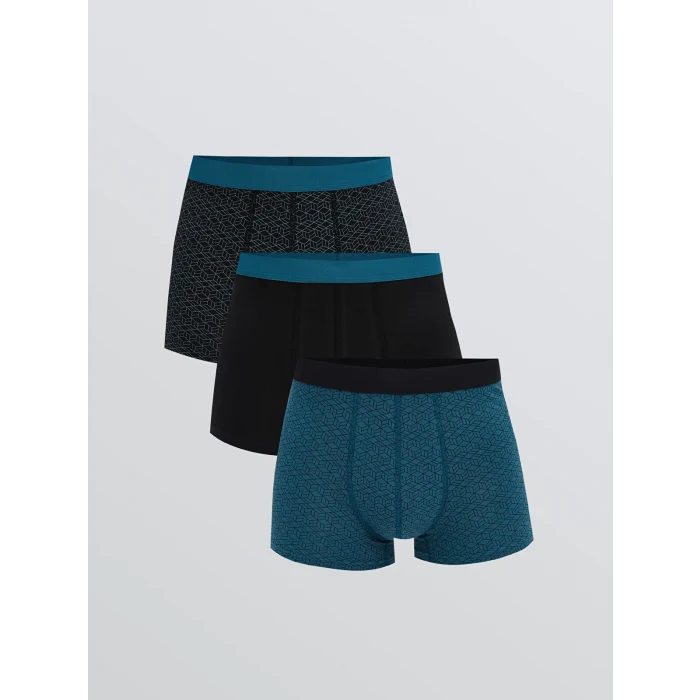 LC WAIKIKI Petrol Standart Kalıp Pamuklu Esnek Erkek Boxer 3lü