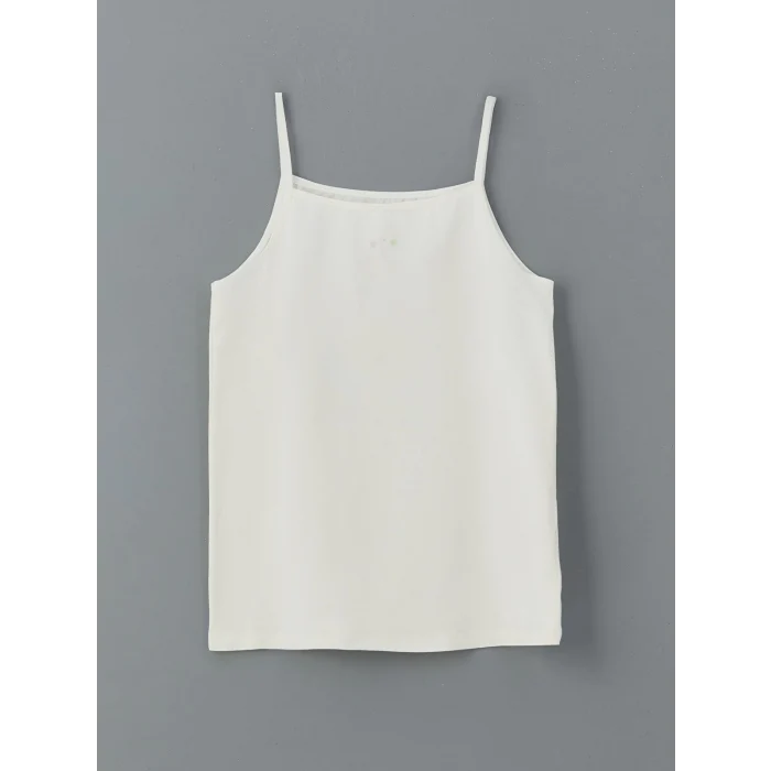 LCW Kids Ekru Kare Yaka Çiçekli Kız Çocuk Atlet 2li