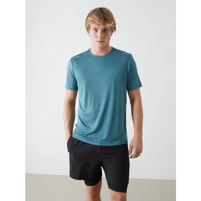 XSIDE ACTIVE Turkuaz Bisiklet Yaka Kısa Kollu Erkek Spor Tişört