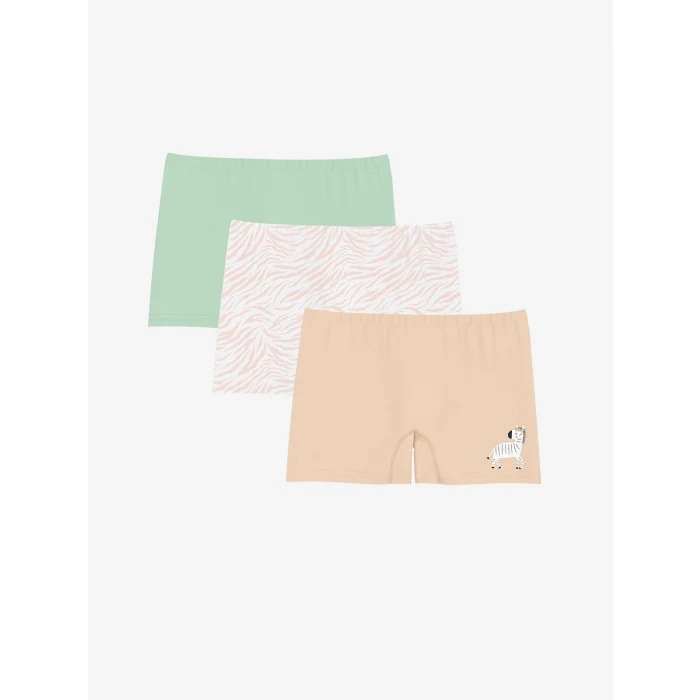 LCW Kids Beyaz Baskılı Kız Çocuk Boxer 3lü