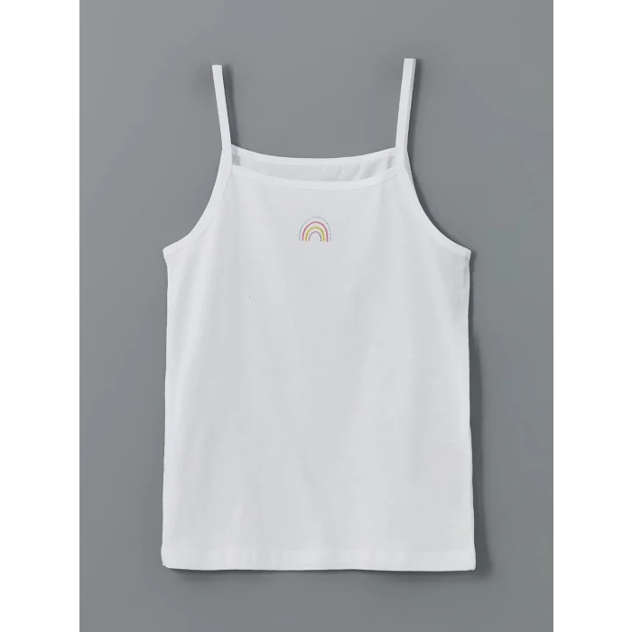 LCW Kids Beyaz Kare Yaka Çiçekli Kız Çocuk Atlet 2li