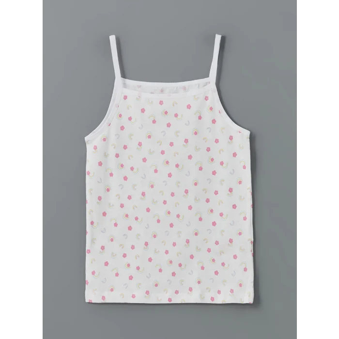 LCW Kids Beyaz Kare Yaka Çiçekli Kız Çocuk Atlet 2li