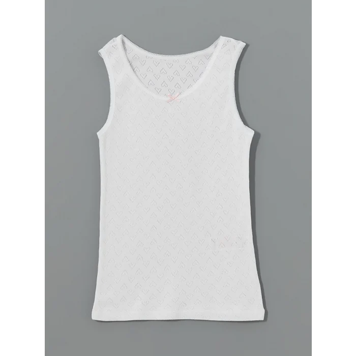 LCW Kids Beyaz Bisiklet Yaka Kız Çocuk Atlet 2li