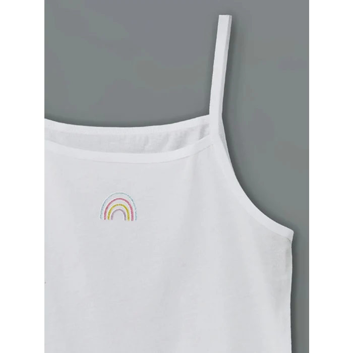 LCW Kids Beyaz Kare Yaka Çiçekli Kız Çocuk Atlet 2li