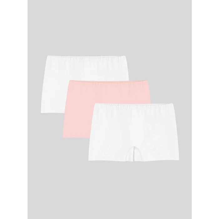 LCW Kids Beyaz Basic Kız Çocuk Boxer 3lü