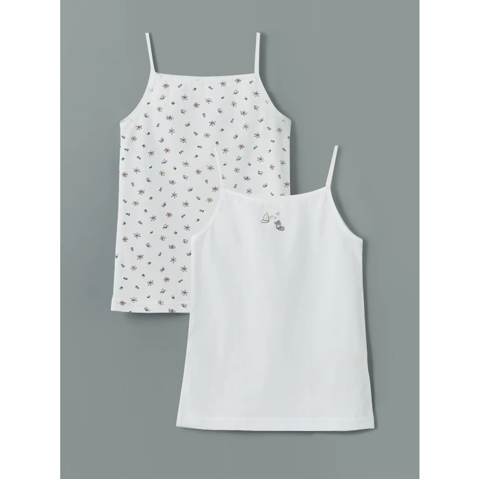 LCW Kids Beyaz Kare Yaka Kız Çocuk Atlet 2li