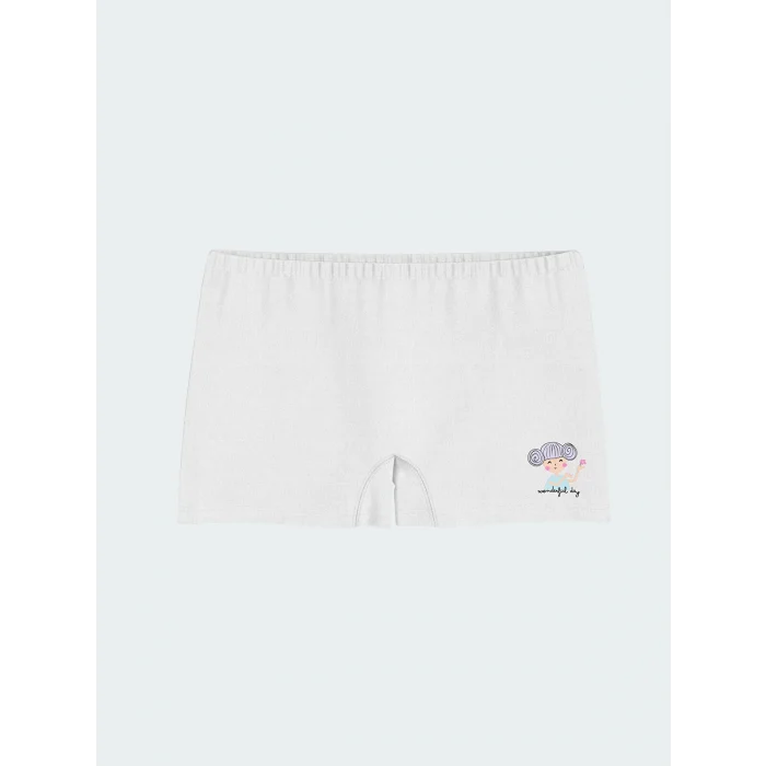 LCW Kids Beyaz Çiçekli Kız Çocuk Boxer 3lü