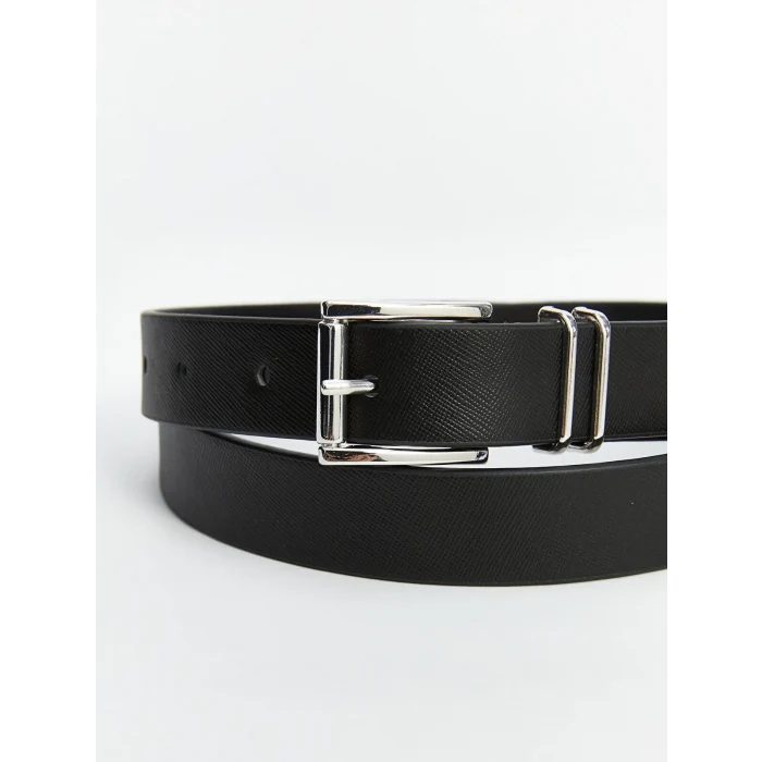 LCW ACCESSORIES Siyah Deri Görünümlü Kadın Kemer 2li