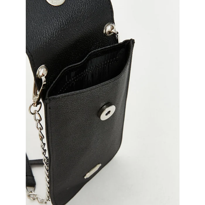 LCW ACCESSORIES Siyah Zincir Askılı Deri Görünümlü Kadın Cüzdan