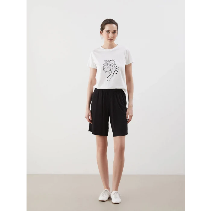 LCWAIKIKI Classic Siyah Beli Lastikli Kadın Şort