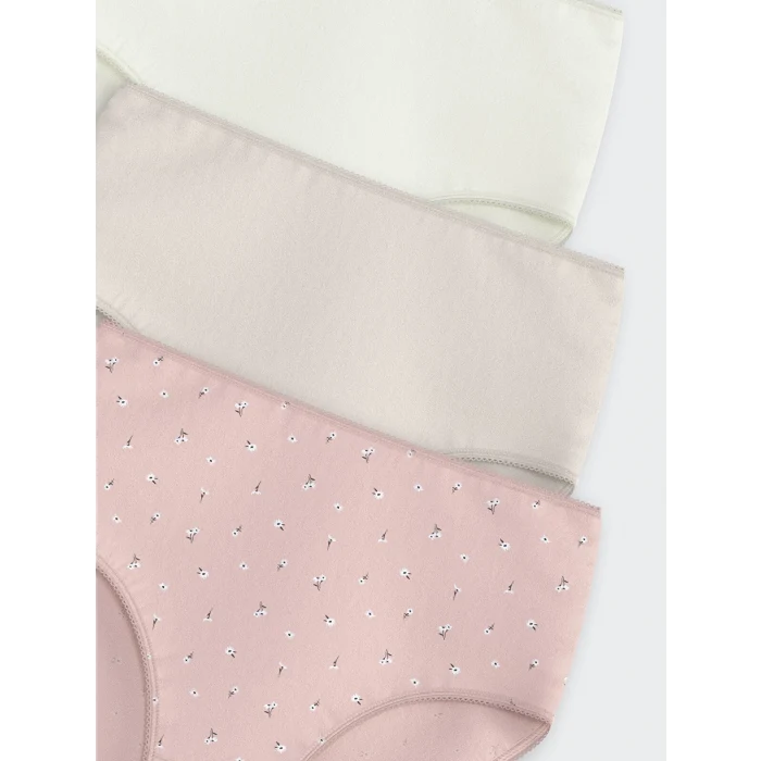 LCW DREAM Pembe Çiçekli Klasik Külot 3lü Paket